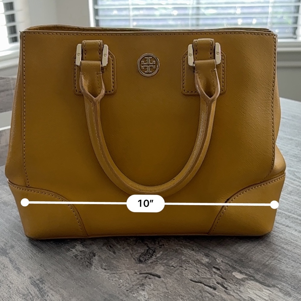 Tory Burch Yellow Satchel Structured Leather Bag
